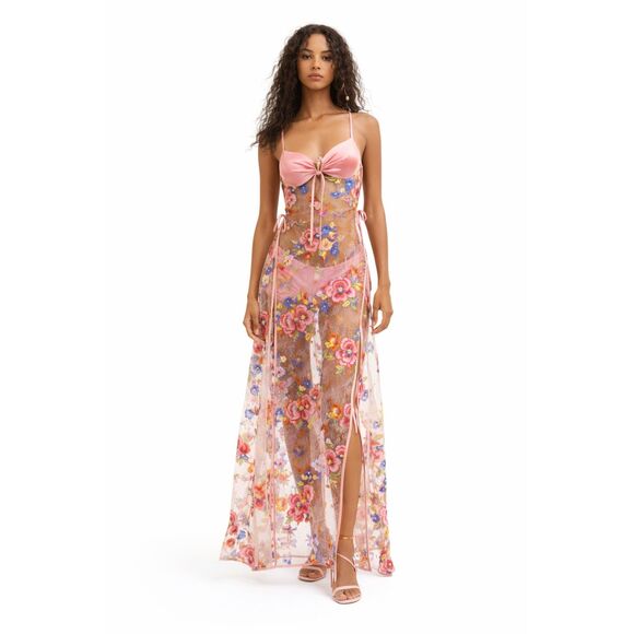 For Love And Lemons Dresses & Skirts - For Love & Lemons | Delaney Peony Sheer Lace Maxi Dress Size S | NWT